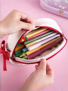 Double Layer Strawberry Pencil Case, Cute Girl Style Pencil Box, Minimalist Large Capacity Stationery Storage Bag, Suitable For B, First Day Of School - Multicolor - View 4