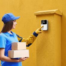 Campainha com Câmera Vídeo Porteiro Sem Fio Wi-Fi Inteligente Alta Resolução Áudio Bidirecional Visão Noturna Automática Recarregável Design Moderno em ABS Proteção Completa para Portas e Apartamentos - Preto - Visão 4