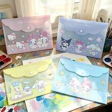 4入組 Sanrio Kuromi、Cinnamoroll、Pompompurin、My Melody 耐用文件收納袋，按扣封口設計，加厚塑膠材質，適合辦公室、學校、居家與收納，桌面文件儲存，便攜外觀，安全按扣 - 彩色 - 查看 7