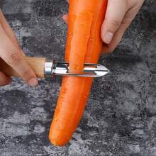 Pelador de Verduras / Pelador de Acero Inoxidable con Mango de Madera / Pelador de Frutas / Pelador en Y / Pelador de Cocina Multiusos - 18 cm - Ver 5