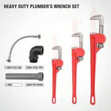 [Free Shipping] 3Pcs 14&18&24-Inch Straight Heavy Duty Pipe Wrench Set Plumber Adjustable Water Alloy Steel Grip Plumber's Wrench Plumbing Tools-XY876509 - 1 - View 4