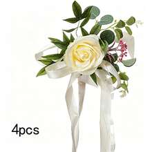 4/8pcs Artificial Chair Back Flowers, Suitable For Wedding Venue Decoration, Artificial Flower Bouquet, Outdoor Banquet Decoration - Multicolor - View 12