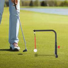 Golf Swing Trainer Practice Aid Black Red Iron Adjustable Height 20-25cm For Driving Range Backyard Training Modern Floor Mount - Multicolor - View 6