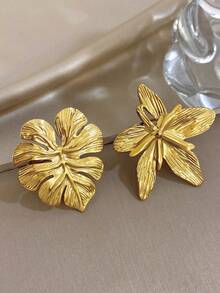 18k Gold Plated Stainless Steel, 5-Petal Flower With Stamen Double Layer Gold Ring, Stainless Steel Ring, Women's Ring, Jewelry Set, Personalized Ring, High Quality Luxury Jewelry, Unique Jewelry, Adjustable Ring, Gold Plated Ring, Suitable For Daily, Dating, Party, Holiday Season, Back To School Season, Summer Jewelry, Beach Jewelry, Women's Beach Accessories, Birthday Gift, Girlfriend Gift, Mother Gift, Bohemian Jewelry - Multicolor - View 2