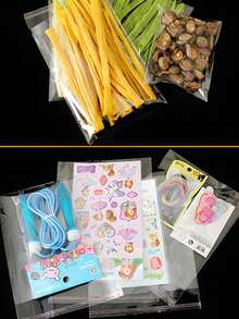100pcs Clear OPP Self-Adhesive Bags, Double-Layer 5 Mil Transparent Dustproof Plastic Packaging Bags, Multiple Sizes, Resealable Storage Bags For Jewelry, Small Accessories, Keychains, Pendants, Cards, Baking & Gift Packaging - Multicolor - View 7
