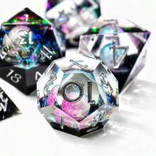 Handmade Dual-Color Resin Dice Set, Suitable For Role-Playing Games, With Interstellar Glitter And Precise Edges, Perfect Gift For Teens 14+ For Birthday Or Christmas - Multicolor - View 1