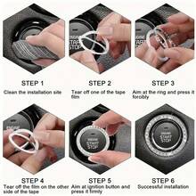 Stiker Cincin Start Mesin Kristal Berkilau, Penutup/Stiker Tombol Dekoratif, Cincin Berkilau untuk Tombol Pengapian, Aksesori Interior Mobil yang Cerah - A - View 4