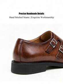 Salkin Mocasines con hebilla vintage para hombre, puntera puntiaguda y sin cordones, zapatos formales elegantes para caballero, adecuados para hombres de mediana edad, jóvenes, estudiantes, vuelta al colegio, ceremonia de graduación, oficina, negocios, fiesta, boda, novio, primavera/verano/otoño, tallas grandes - Marrón - Ver 5