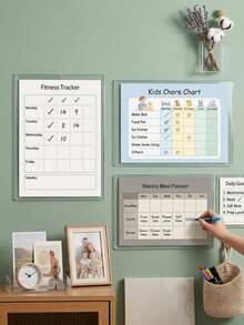2/3/5/10pcs (With Adhesive) Hollow Transparent Acrylic Schedule Planner Display Stand & To-Do List Frame, A4 Reusable Dry-Erase Chore Chart Holder, Aesthetic Desktop Decor, Suitable For Room Decoration & School Locker Organization - Multiple Specifications - View 4