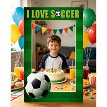 Acessórios para Cabine de Fotos de Aniversário de Futebol, Moldura de Foto de Papel com Enfeites de Barba Falsa, Suprimentos de Decoração de Festa com Tema Esportivo para Dia de Jogo e Festa Familiar - A - Visão 4