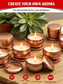 10 buah Kaleng Lilin Kosong Logam Warna Rose Gold dengan Tutup yang Sesuai, Wadah Lilin Besi Bulat Tanpa Lilin, Wadah Buatan Tangan Serbaguna untuk Pembuatan Lilin Aromatik DIY, Dekorasi Meja Pernikahan, Dekorasi Rumah, Hadiah Buatan Tangan untuk Liburan, dan Penyimpanan Perhiasan Kecil - 10 buah - View 3