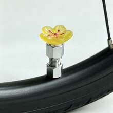 2pcs Petal-Shaped Aluminum Alloy Caps, Universal Decorative Accessories, Suitable For Bicycles And Motorcycles - Multicolor - View 3