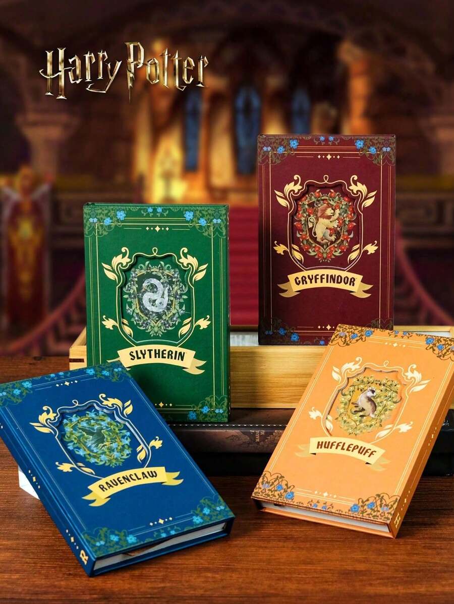1pc Harry Potter Colorful Vintage Notebook, Hardcover Diary, Four Houses Colorful Animal Pattern, House Merchandise Book Manual, Gift For Teenagers And Adult Fans, Birthday Gift, Graduation Gift, Back To School Gift [Official Licensed] - Multicolor - View 1