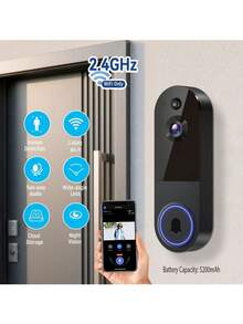 2.4G WiFi 無線視訊門鈴攝影機,5200mAh 可充電智慧安全門鈴,支援 AI 人體偵測、雙向對話與夜視 - 查看 4