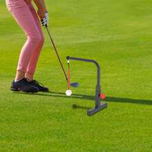 Golf Swing Trainer Practice Aid Black Red Iron Adjustable Height 20-25cm For Driving Range Backyard Training Modern Floor Mount - Multicolor - View 9