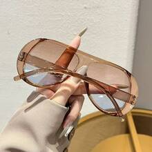 Unisex Fashion Personalized Oversized Aviator Decorative Glasses, Suitable For Travel, Vacation And Fashion Accessory - 彩色 - 查看 3