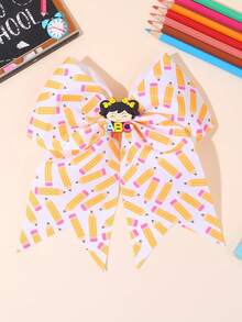 1pc Back To School Pencil Hair Bows,Yellow Apple Letter Scissors Bow Hair Clips,Litter Kids Alligator Clip,Cute Hair Accessories For Kids Gift Daily - Multicolor - View 6