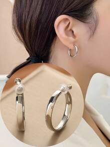 1 Pair Fashion New Round Screw Clip Copper Earrings For Women, No Piercing Ear Clips, Adjustable Tightness, Suitable For Daily Wear - Ear Clip - View 10