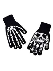 New Halloween Glowing Skeleton Gloves, Grim Reaper Bone Full Finger Gloves, Suitable For Cycling And Halloween Parties - Multicolor - View 5