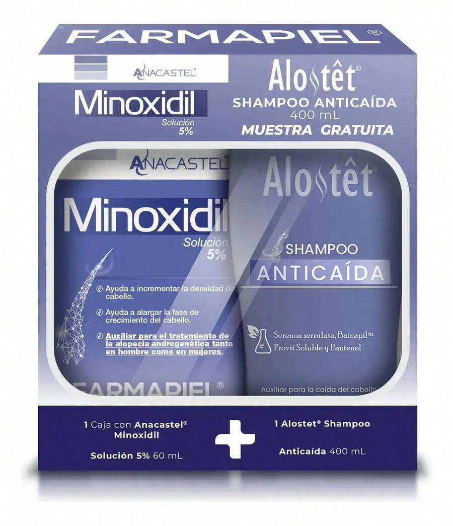 Minoxidil 5% Anacastel Pack + Champú Anticaída Alostet de Regalo - Anticaída - Ver 1