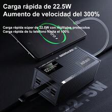 JIDITECH Batería Portátil 68000mAh con Carga Súper Rápida 22.5W, 4 Cables Incluidos, 6 Puertos de Entrada y Salida, Pantalla LED Digital Grande, Carga 8 en simultáneo - Power Bank Batería 68000mAh - negro - Ver 2