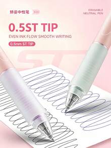 1/3pcs Erasable Retractable Gel Pen Set, 0.5mm ST Needle Tip With Built-In Eraser, No Trace, No Paper Damage, Non-Slip Grip For Correcting Grip Posture, Student Handwriting Practice, Error Correction, Journaling, Erasable Pen, Office Supplies, Learning Stationery - Erasable Pen - View 6