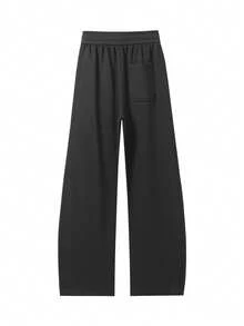 Men's Casual Sweatpants Solid Color Commute Versatile Straight Leg Long Pants - Black - View 3