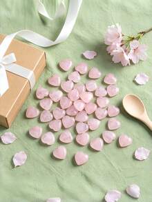 Heart-Shaped Pink Quartz Crystal Bag, Polished Mini Portable Crystal Stone, Suitable For Reiki Energy Balancing And Meditation, Perfect Valentine's Day Gift For Women - Pink - View 4