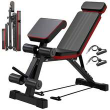 Foldable Adjustable Weight Bench With Leg Extension, 7-Level Incline Decline Dumbbell Bench, Space Saving Home Gym Equipment For Full Body Training - Black With Drawstring + Headrest + Footrest + Armrests - View 2