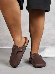 Wide Fit Men's Casual Slouchy Mule Shoes With Half-Covered Toe - Rust Brown - View 3