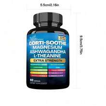 Miriyalyad Corti-Soothe 13 In 1 Supplement Capsules Extra Strength Magnesium Ashwagandha L-Theanine Complex With Lions Mane GABA Rhodiola Ginkgo Biloba Valerian Root 60 Capsules - 2PCS - 查看 7