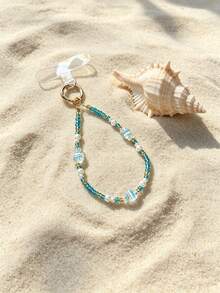 1 pieza Cordón para teléfono de verano bohemio con cuentas de semilla de pez, correa decorativa para muñeca anti-pérdida para mujeres (color de pez aleatorio) - Multicolor - Ver 1