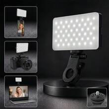 1 قطعة ضوء سيلفي قابل للشحن بقوة 90 LED، ضوء تصوير RGB M140 ثلاثي الألوان، ضوء فيديو محمول قابل للشحن، ضوء LED قابل للتثبيت، قابل للتعديل 360 درجة، مناسب للهاتف الذكي والكاميرا والكمبيوتر المحمول واللوحي وتصوير السيلفي ومؤتمرات الفيديو والإضاءة والمكياج والفلوق، بطارية 1800 مللي أمبير - متعدد الألوان - مشاهدة 4
