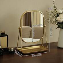 Vintage European Style Makeup Mirror, Desktop Makeup Mirror With Adjustable Stand, High Definition Imaging, Portable Touch-Up Mirror, Suitable For Dorm, Travel, Bathroom, Office, Desk, Back To School, Christmas Gift, For Women, Girls, Students, Teenagers - Multicolor - View 17