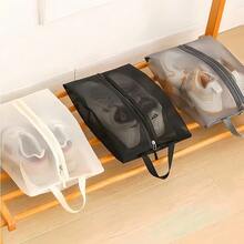 1pc Foldable Breathable Mesh Shoe Bag - Transparent Visible Design Storage Bag, Portable Handheld Sports Fitness Shoe Storage Bag, Dust-Proof Moisture-Proof Large Capacity Shoe Storage Bag, Suitable For Gym, Travel, Beach And Cosmetics - View 2