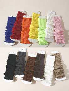 4/1 Pair Girls' Simple Fashion Versatile Autumn/Winter Leg Warmers, 4-12 Years Old Girls' Versatile Style, JK Outfit, Candy Color, Neon Color, Autumn/Winter Maillard Color, All-Match Simple Black/White Multiple Colors Available For Free Selection - Multicolor - View 16