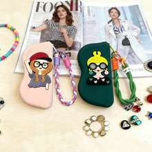 Fashionable Cartoon Girl Pattern Silicone Pouch, Waterproof Shockproof Dustproof Glasses Case, Portable Small Item Storage Bag, Comes With Glasses Cleaning Cloth, Ideal Storage Accessory - Multicolor - View 21