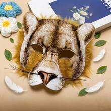 1pc Realistic Gray Wolf Half Face Mask With Fluffy Fur, Animal Wolf Mask Cosplay Costume Accessory, Suitable For Halloween Carnival Masquerade Party Werewolf Theme Outfit - View 2