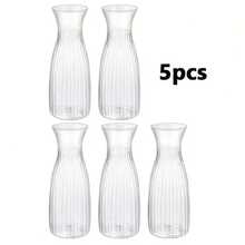 2/5/10/12pcs High-Quality Striped Plastic Vases, Transparent Flower Vases, Floral Crafts Suitable For Various Bouquets, Decorative Display, Holiday And Home Decor, Suitable For Dining Table Decoration, Wedding, Home, Dining Table Decoration, Dinner Party Vase Decoration - Clear - View 14