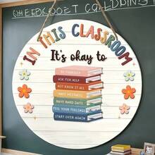 1pc 2D Flat Classic Wooden Teacher Sign "In This Classroom" Wall Decor Plaque, Suitable For Back To School, Classroom And Office Decoration, With Inspirational Message, Multilingual And Multi-Purpose - Ideal Gift For Teachers And Holidays - A - View 2