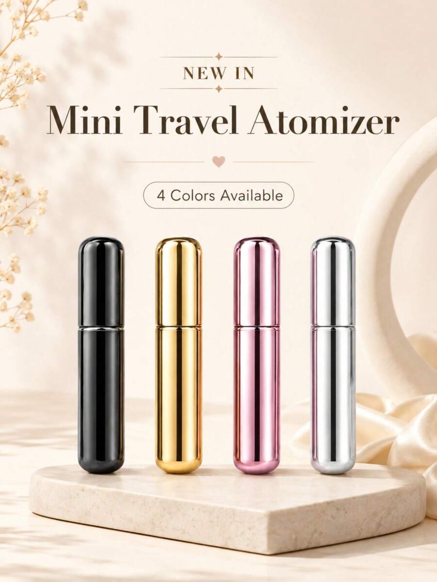 1/4件客製化5ml圓頭香水瓶,便攜式壓式樣品瓶,附優雅金屬外殼 - 多款 - 查看 1