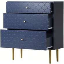Navy Blue Sideboard - Modern Wood And Metal Frame Cabinet For Dining Room And Living Room - 海軍藍 - 查看 10