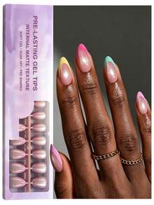 150 Peças Unhas Postiças Quadradas/Amendoa Olho de Gato Francês, Unhas Postiças Brilhantes Olho de Gato, Conjunto de Moda Brilhante Removível de Cobertura Total, Adequado para a Vida Diária das Mulheres, Festas de Feriados - Multicolorido - Visão 8