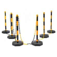6 Pack Traffic Cones Adjustable Delineator Post With Fillable Base Portable Parking Pole With Chains For Parking Lot Construction Lot - Yellow - View 10