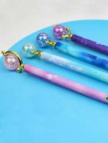 1pc Starry Sky Earth Ballpoint Pen,Write Like The Stars With These Sparkling Starry Glass Planet Gel Pens(Random Color) - Multicolor - View 7