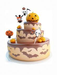 1/2/3sets Halloween Cake Toppers Cute Ghost Pumpkin Witch Cupcake Picks, Halloween Party Cake Decorations Supplies For Holiday Home Dessert Decor - Multicolor - View 5