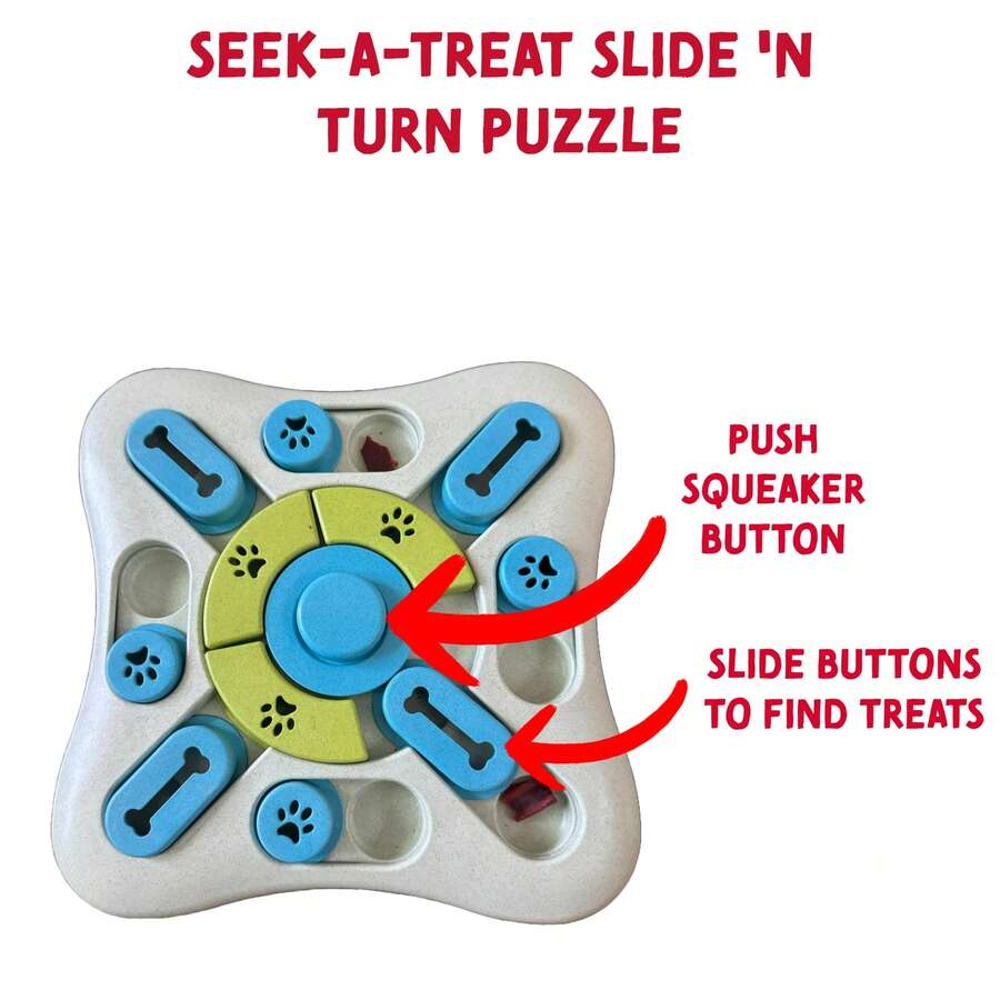 1pc Interactive Dog Puzzle Toy, Slow Feeder With Sliding Lid And Sound Maker For Treat Dispensing, IQ Training Sniffing Toy For Dogs And Cats, Mental Stimulation Feeding Puzzle