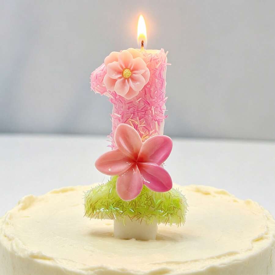 1件雙花數字0-9蠟燭,創意手工蛋糕裝飾生日蠟燭,DIY蛋花蠟燭,適用派對蛋糕裝飾 - 查看 1