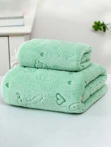 1pc Soft & Absorbent Coral Fleece Towel, Quick Dry, Romantic Love, Rose Or Butterfly Jacquard Pattern, Ideal Valentine's Day Gift For Loved One - Face Towel Or Bath Towel Shower Towels For Beauty Salon, Hotel Sports,Home Essentials, Towel, Skin Care Bath Towel Sheet - Green - View 12