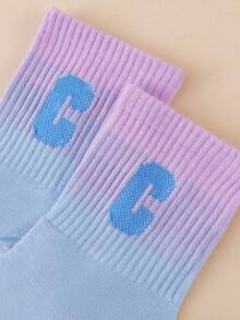 1雙字母C時尚運動風舒適透氣中筒襪，男女通用 - 彩色 - 查看 4
